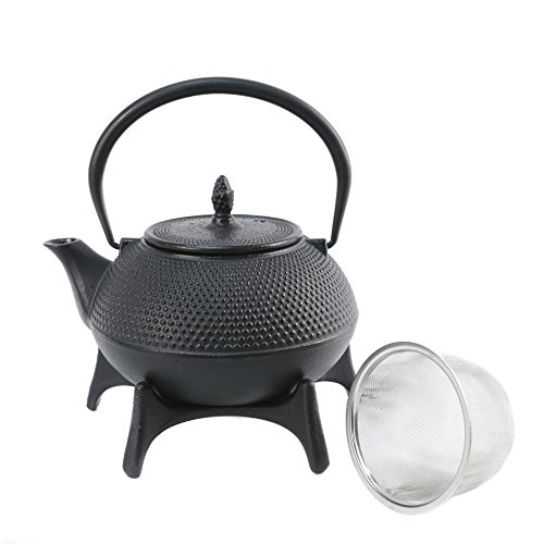 Cuisiland Small Hobnail Cast Iron Teapot Set 41oz Black