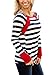Astylish Women Casual Color Block Crewneck Long Sleeve Striped T-Shirt Blouse Tops Red X-Large