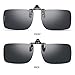 Polarized Clip-on Sunglasses for Men Women,Metal Frameless Rectangle Lens Over Prescription Glasses with Flip Up Function for Driving Fishing Outdoor Sport…