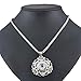 Souarts Silver Tone Color Floral Pendant Necklace Bracelet Fit 5.5mm DIY Snap Button, Snap Charms Snap Jewelry Necklace(Necklace)