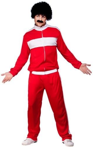 Scouser Tracksuit + Wig & Tash Mens Fancy Dress 1980s Shell Suit 80s ...