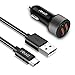 iRAG Car Charger for Samsung Galaxy Note 10/9/8/S20 FE/S20/S20 Plus/S10/S10E/S9/A10e/A20/A50-36W Quick Charge 3.0 2-Port USB Adapter with 6FT Braided USB Type C to A Fast Charging Cable Cord