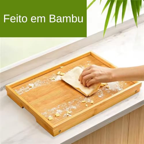 Mesa de Bambu com Pés Dobráveis para Notebook e Café da Manhã na Cama Bandeja Portátil 50x30 cm Multiuso para Sofá ou Quarto Suporte Compacto para Trabalhar Ler ou Servir Refeições