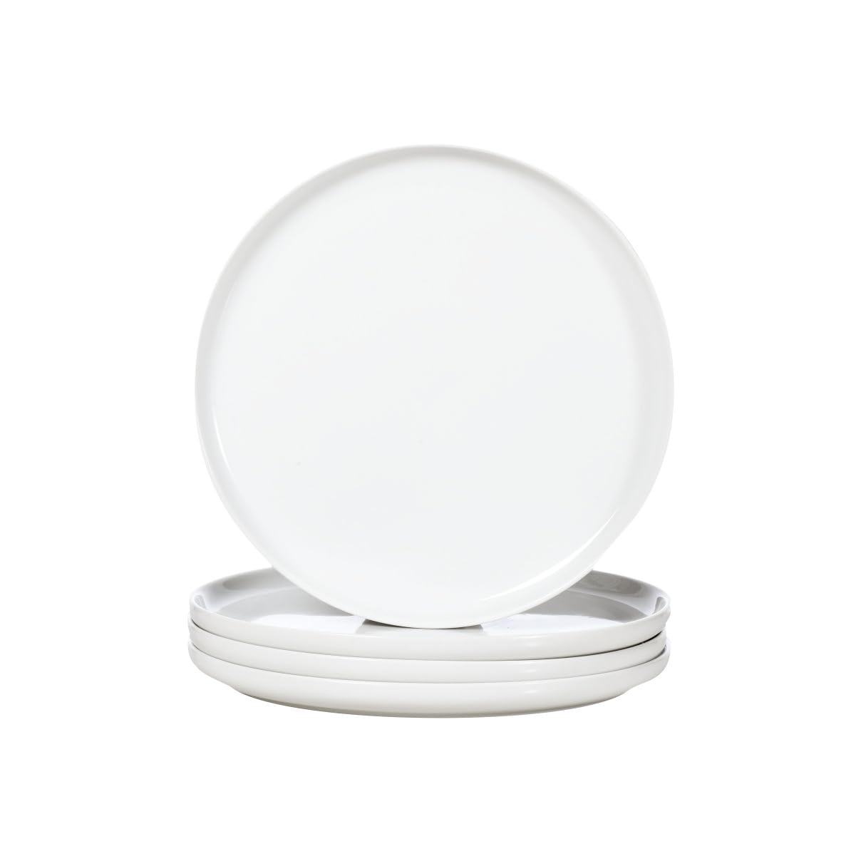 WishDeco Ceramic Dinner Plates Set of 4, Large Serving Plates 27cm / 10.5 inch, White Round Plate, Porcelain Serving Dishes for Salad, Pizza, Steak, Buffet, Microwave & Dishwasher Safe