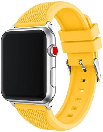 Replacement For Apple Watch, Luversco Sports Soft Silicone Replacement Sports Band Strap For Apple Watch Series 3 42MM (yellow)