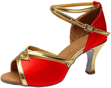Women Buckle Strap Rumba Waltz Prom Ballroom Dance Shoes Latin Salsa Performance Wedding Dance Sandals 2'' Spike Heels