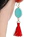 SUNYIK Green Howlite Turquoise Oval Tassel Dangle Earrings for Women