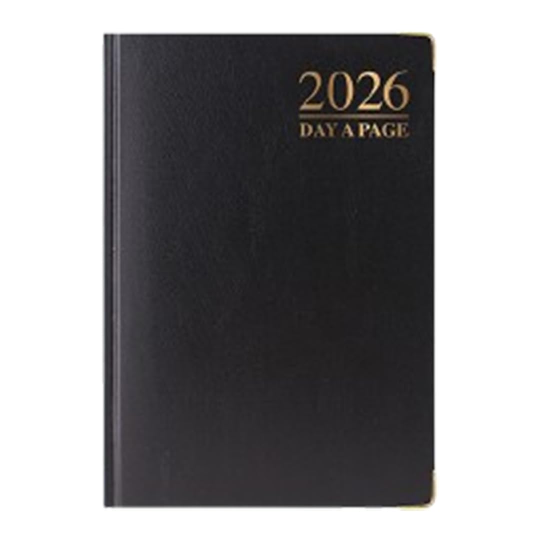 1ABOVE 2026 Premium Quality A6 Day to Page Diary | Hardback Gilt Edges Metal Corners | 60gsm-Paper - for Home and Office Use (BLACK)