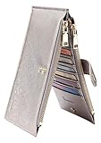 Travelambo Womens Walllet RFID Blocking Bifold Multi Card Case Wallet with Zipper Pocket (synethic leather silver gold)