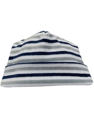 Baby Boys Winter Mix Velour Stripe Hat - Navy/Gray