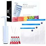 Sous Vide Bags BPA Free Reusable - 30 Reusable Sous Vide Bags + Sous Vide Clips, Sous Vide Bag Sealer, Vacuum Hand Pump - Reusable Storage Bags For Food - Vacuum Storage Bags For Food - Sous Vide Kit
