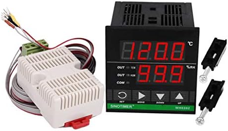 SINOTIMER Digital Temperature Humidity Controller Heat Cool Switch Thermostat(Color:black)