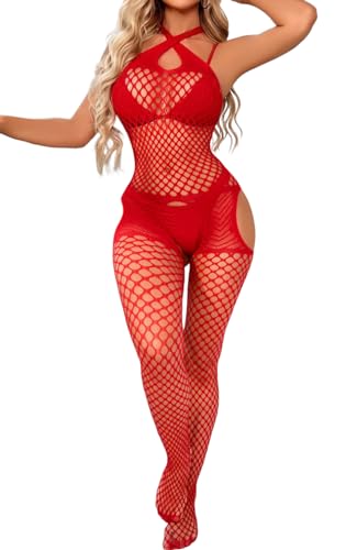 CZSABXY Women's One Piece Fishnet Lingerie Bodysuit Mesh Bodystocking Sexy Tights Nightwear Jumpsuit Underwear