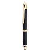 erofa Majohn A1 Press Fountain Pen Fine Nib with Box, Retractable Black Metal Ink Pen with Converter Writing Set (Golden Clip Version)