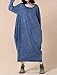 Mordenmiss Women's Long Sleeve Baggy Solid Denim Dress Blue,One Size