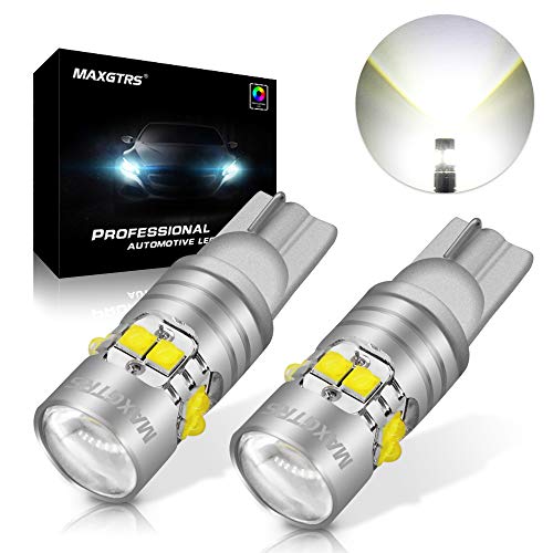 MAXGTRS 50W 194 T10 Cree Chip Back Up Lights 6000K Xenon White 168 192 175 W5W LED Bulb with Condenser Lens for Reverse Lamp 360-Degree Extremely Bright