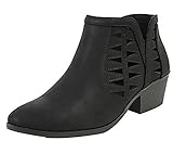SODA Chance Women's Closed Toe Multi Strap Ankle Bootie