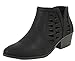 Soda Women's Perforated Cut Out Stacked Block Heel Ankle Booties