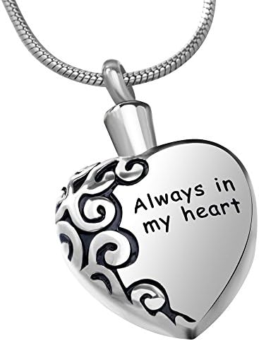 Helome Always In My Heart Cremation Jewelry Urn Necklace Pendant, Keepsake Memorial Ashes