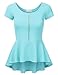JJ Perfection Women's Short Sleeve Zipper Peplum Top