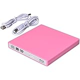 REDGO USB External Blu-ray Drive, BD DVD CD ROM Reader , DVD CD RW Writer Burner Optical Drive For Laptops Notebook Desktop Computer PC Pink