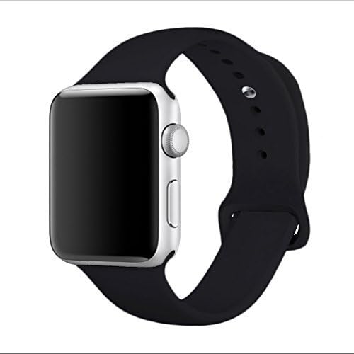 Yimzen Soft Silicone Sport iWatch Band Strap for Apple Watch Series 3 2 1 Sport &amp; Edition 38mm M/L Black