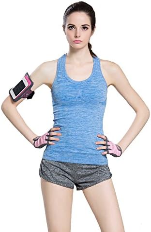 Women's Sports Yoga Fitness Racerback Sleeveless Tank Top Running Shirt Vest Blue Medium