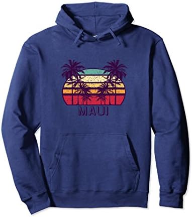 Maui Hawaii Vintage 70's Retro Skyline Palm Tree Hoodie