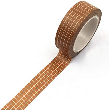 Washi Tape Set Black White Brown Color Grid - 10M Masking Tape Adhesive Tapes Stickers Decorative Stationery -Glitter Decorative Great Gift for DIY Scrapbook Photo Album (Brown)