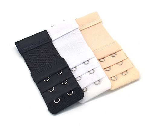 3 Pieces Women's Bra Extender Bra Extension Strap Elastic 2 Hooks 3 Rows Stretch Adjustable Back Bra Strap - Thumbnail 6