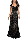 Miusol Women's Elegant Deep-V Neck Floral Lace Wedding Party Maxi Dress