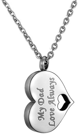 AMIST My Dad Love Always Heart Cremation Jewelry Keepsake Memorial Urn Necklace