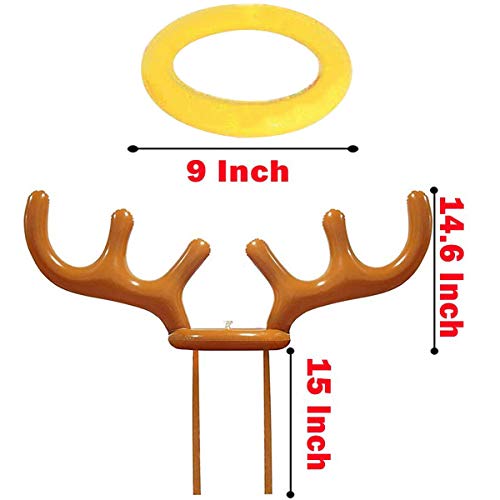MeiGuiSha Inflatable Reindeer, 2 Pack Inflatable Reindeer Antler Ring Toss Game for Christmas Party (2 Antlers& 12 Rings&1 Gift Bag) - Thumbnail 2
