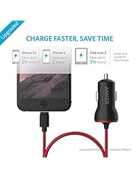 Anker Cargador de coche USB de 12 W, PowerDrive con cable Lightning con certificado Apple MFi, para iPhone XS XS Max XR X 8 7 6 Plus, iPad Pro Air 2 Mini y más