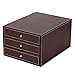 MyGift Executive 3-Drawer Leatherette Office Filing Document Cabinet Drawer Box, Brown