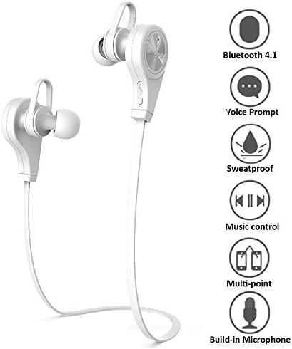 Elephant Xu Bluetooth Headphones,Start SJSW Wireless Bluetooth V4.1 Stereo Earphones,Wireless Noise Cancelling Sweatproof Sports Earbuds with Built-in Mic for iPhone and Smart Phones(White)