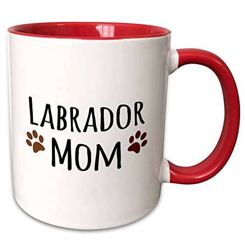 3dRose Labrador Dog Mom - Lab Doggie by breed - brown muddy paw prints - doggy…