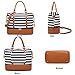 Womens Travel Weekend Bag Canvas Overnight Carry on Shoulder Duffel Beach Tote Bag (Black stripe with shoe compartment)