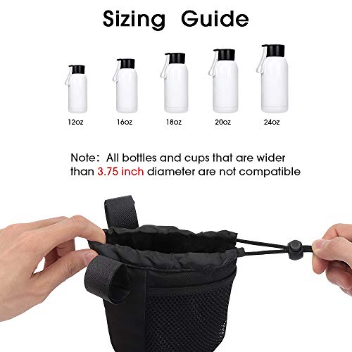 Wheelchair Drink Cup Holder Three Strap Adjustable Stroller Bottle Holder for Rollator Rolling Walker Transport Chairs Stroller Bike Universal Water Black