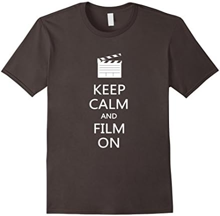 Mens Keep Calm And Film On Funny Filmmaker Film T Shirt Gift XL Asphalt