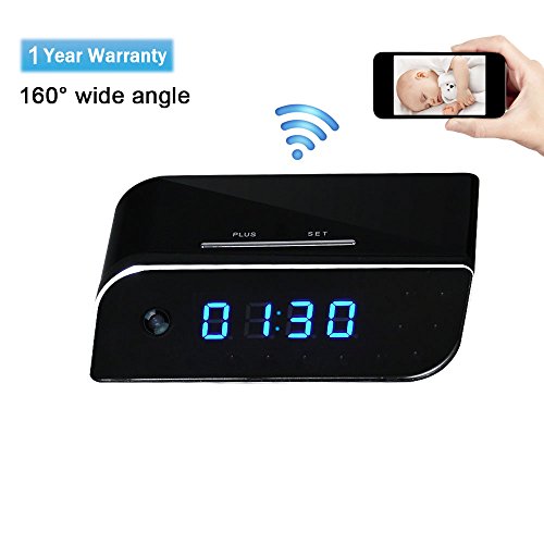 Click Here to See More Images HD Wi-Fi Wireless Security Camera -LXMIMI 1080P Video Mini Camera Clock with Motion Activatedd Alarming Live Video Viewing Nanny Cam