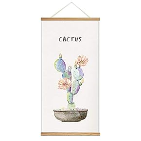 Hanging Poster Wooden Framed Cactus Theme Home Wall Canvas Prints Ready to Hang - 18"x36"