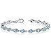 PEORA London Blue Topaz Teardrop Tennis Bracelet for Women 925 Sterling Silver, Natural Gemstone, 6.75 Carats total Pear Shape 6x4mm, 7 1/4 inch length, December Birthstone Bracelet, Blue Bracelet