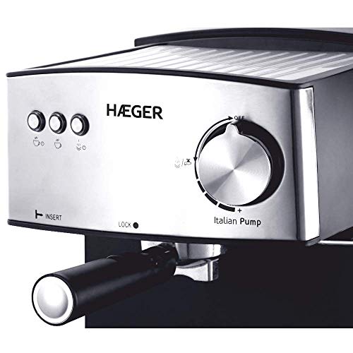 HAEGER Expresso ITÁLIA - Cafetera Espresso con Bomba Italiana de 15 Bar,  con 850W de Potencia, Capacidad de 1,6L… - La Cafetera