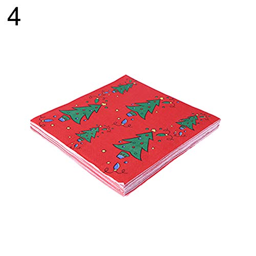 HEART SPEAKER 20Pcs Christmas Tree Santa Claus Printed Wood Pulp Disposable Napkins Tissue Party Tableware