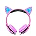 Kids Headphones Cat Ear Headphones LED Flashing Lights (Pink)