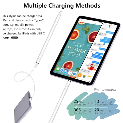 Pencil 1st Generation for iPad A16 (2018-2025): with USB C Fast Charging - Tilt and Palm Rejection - Pencil for iPad 11/10/9/8/7/6 - Air 3/4/5/M2/M3 - Mini 5~7 - Pro 11"/12.9"/M4