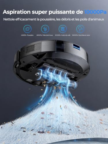 Laresar Clean Robot Vacuum Cleaner, 10000Pa Robot Vacuum Cleaner, LiDAR Navigation, 200 Min Autonomy, Alexa/APP/WiFi Control, Ideal for Pet Hair, Carpets and Hard Floors