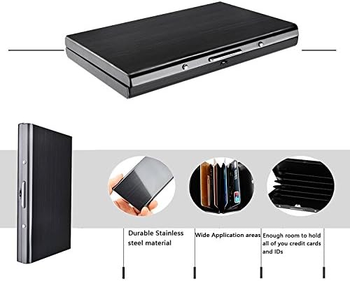 ROYALDEALSHOP by 100% Brand New Smart Designed and HIGH Quality Durable Special Edition Metal Debit/Credit Card Holder Multiple Card Supported Lightweight 6 Slot for Unisex(Black Shiny)