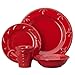 Signature Housewares Sorrento Collection Stoneware 4-Piece Dinnerware Set, Ruby Antiqued Finish